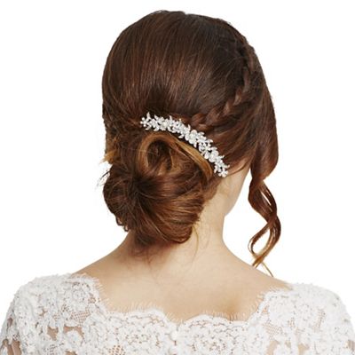 Curved floral crystal hair comb
